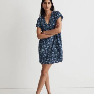 Madewell Button Front V Neck Dress